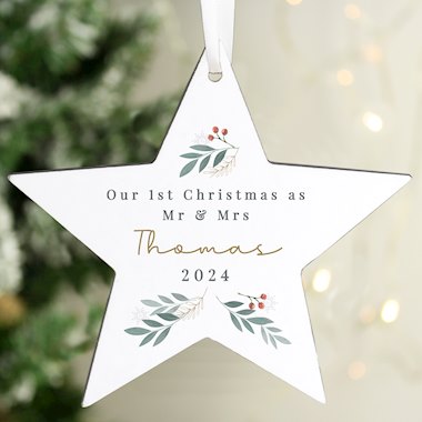 Personalised Christmas Foliage Hanging Star Decoration (New for Xmas 2025)