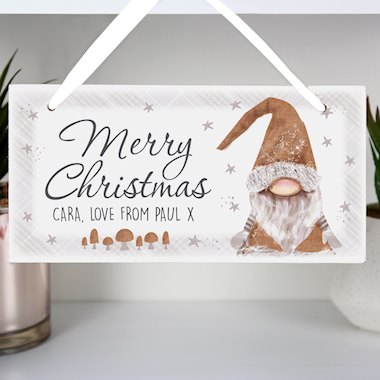Personalised Christmas Gonk Wooden Sign