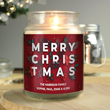 Personalised Christmas Large Scented Jar Candle