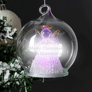 Personalised Christmas Message LED Angel Bauble