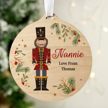 Personalised Christmas Nutcracker Wooden Bauble (New for Xmas 2024)