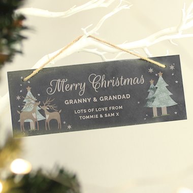 Personalised Christmas Reindeer Hanging Slate Plaque (New for Xmas 2024)