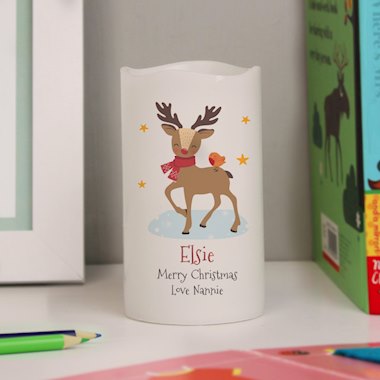 Personalised Christmas Reindeer LED Candle (New for Xmas 2025)