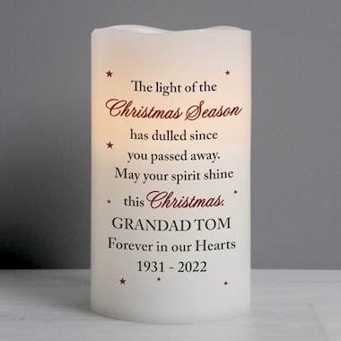 Personalised Christmas Season Memorial LED Candle