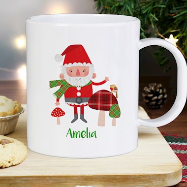 Personalised Christmas Toadstool Santa Plastic Mug