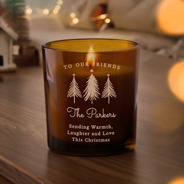Personalised Christmas Tree Amber Glass Candle