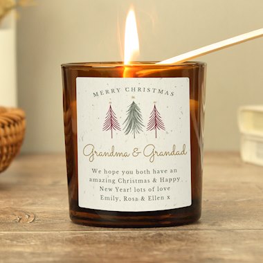 Personalised Christmas Tree Amber Glass Candle (New for Xmas 2024)