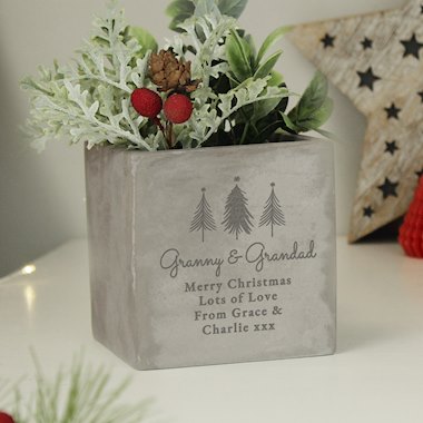 Personalised Christmas Tree Concrete Planter (New for Xmas 2024)