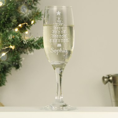 Personalised Christmas Tree Glass Flute (New for Xmas 2024)