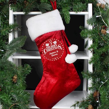 Personalised Christmas Wishes Luxury Red Stocking