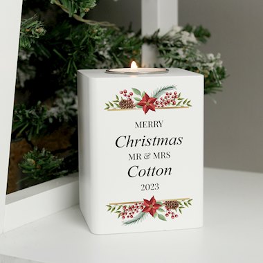 Personalised Christmas Wooden Tealight Holder