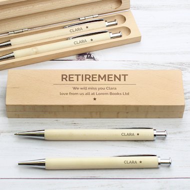 Personalised Classic Wooden Pen & Pencil Box Set