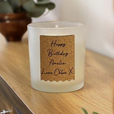 Personalised Cork Label Scented Candle Jar