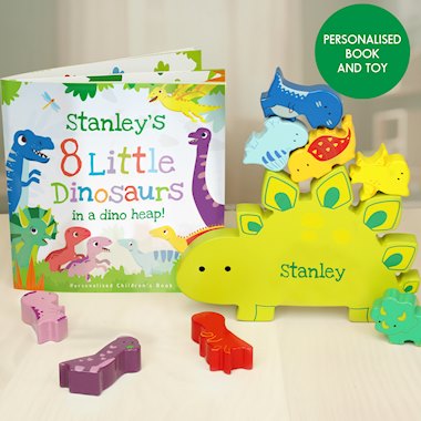 Personalised Dinosaur Book & Stacking Toy