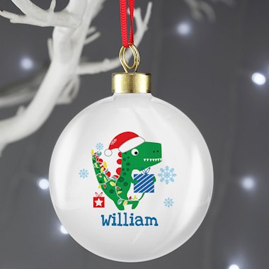 Personalised Dinosaur Have a Roarsome Christmas Bauble