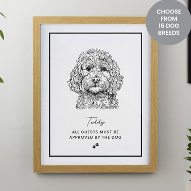 Personalised Dog Breed Oak Framed Print