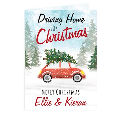 Personalised Driving Home For Christmas Card