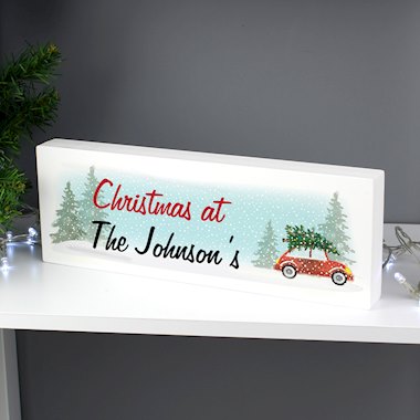 Personalised Driving Home For Christmas Wooden Mantel Decoration