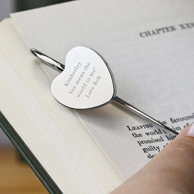 Personalised Engraved Silver Heart Bookmark