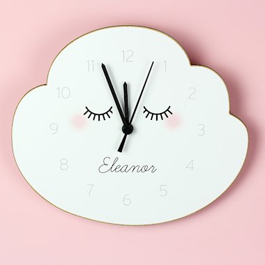 Personalised Eyelash Cloud Shape Wooden Clock