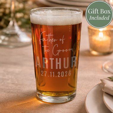 Personalised Father of the Groom Elegant Pint Glass