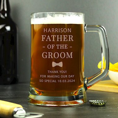 Personalised Father of the Groom Pint Stern Tankard