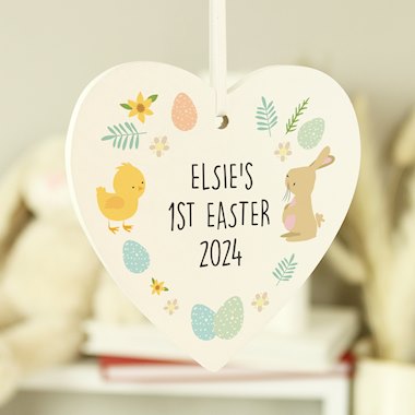 Personalised First Easter Heart Tree Decoration