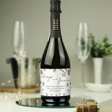 Personalised Floral Always and Forever Bottle of Prosecco