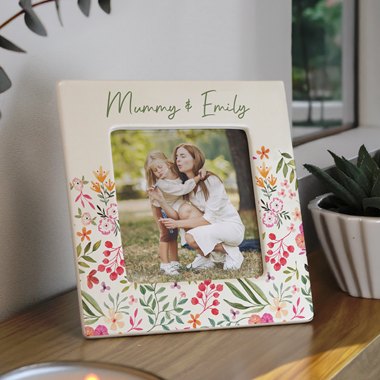 Personalised Floral Ceramic 4x4 Frame