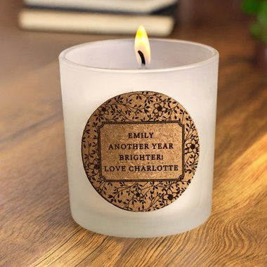 Personalised Floral Cork Label Scented Candle Jar