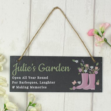 Personalised Floral Garden Slate Sign