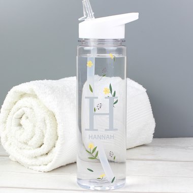 Personalised Floral Initial Water Bottle