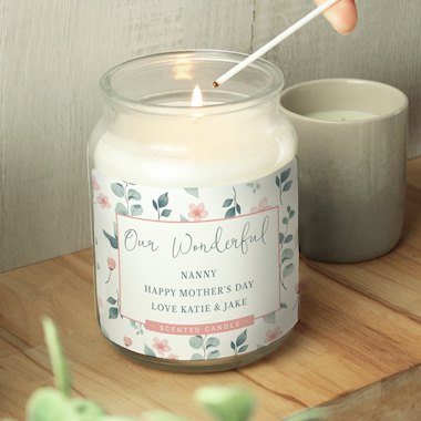 Personalised Floral Large Scented Jar Candle