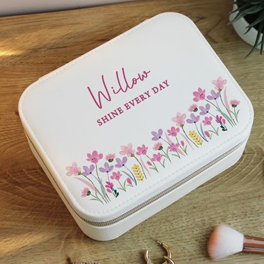 Personalised Floral Leatherette Jewellery Box