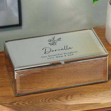 Personalised Floral Mirrored Jewellery Box