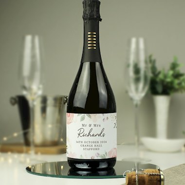 Personalised Floral Watercolour Bottle of Prosecco