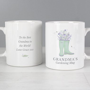 Personalised Floral Wellies Mug