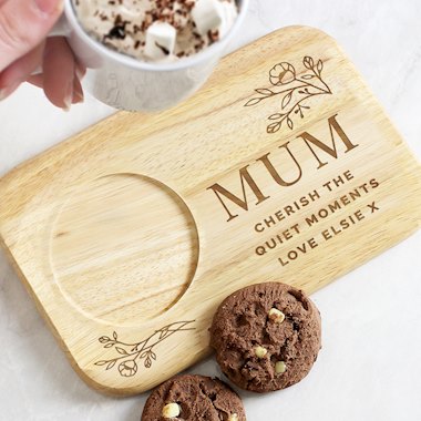 Personalised Floral Wooden Coaster Tray