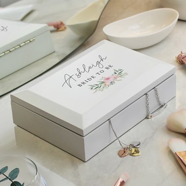 Personalised Floral Wooden Jewellery Box