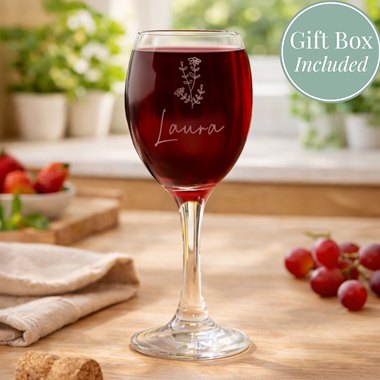 Personalised Flower Motif Wine Glass
