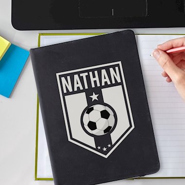 Personalised Football Badge Black Notebook