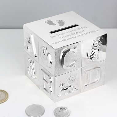 Personalised Footprints ABC Money Box