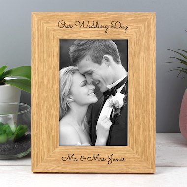 Personalised Free Text 6x4 Portrait Wooden Photo Frame
