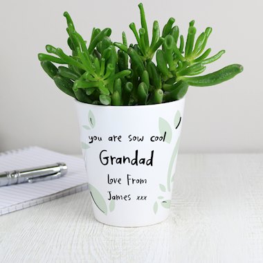 Personalised Free Text Botanical Design Plant Pot