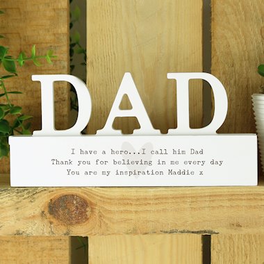 Personalised Free Text Heart Wooden Dad Ornament