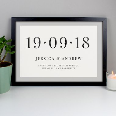 Personalised Free Text Landscape A3 Black Framed Print