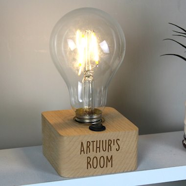Personalised Free Text LED Bulb Table Lamp