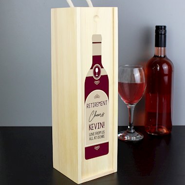 Personalised Free Text Red Wooden Wine Bottle Box