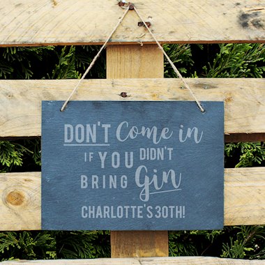 Personalised Gin Large Hanging Slate Sign