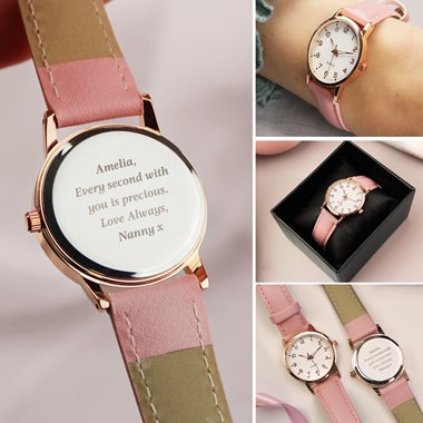 Personalised Girls Pink Watch